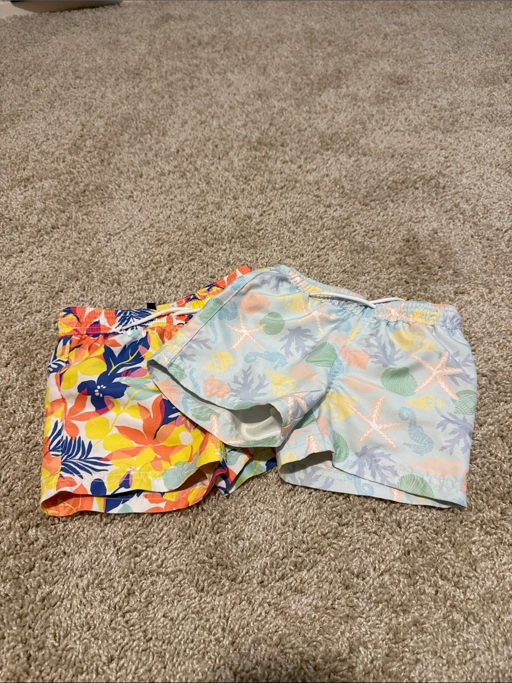 Janie and Jack Tropical Floral Shorts Set in Yellow, Navy, Orange, Mint
